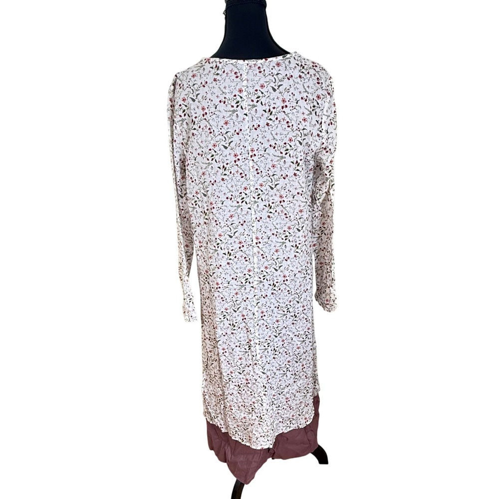 April Cornell Style Cottagecore Floral Tunic White 100% Cotton Plum Lining Med. - Picture 4 of 16